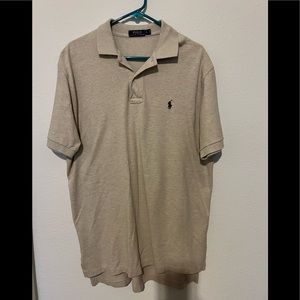 Ralph Lauren polo men’s short sleeve shirt in heathered beige.